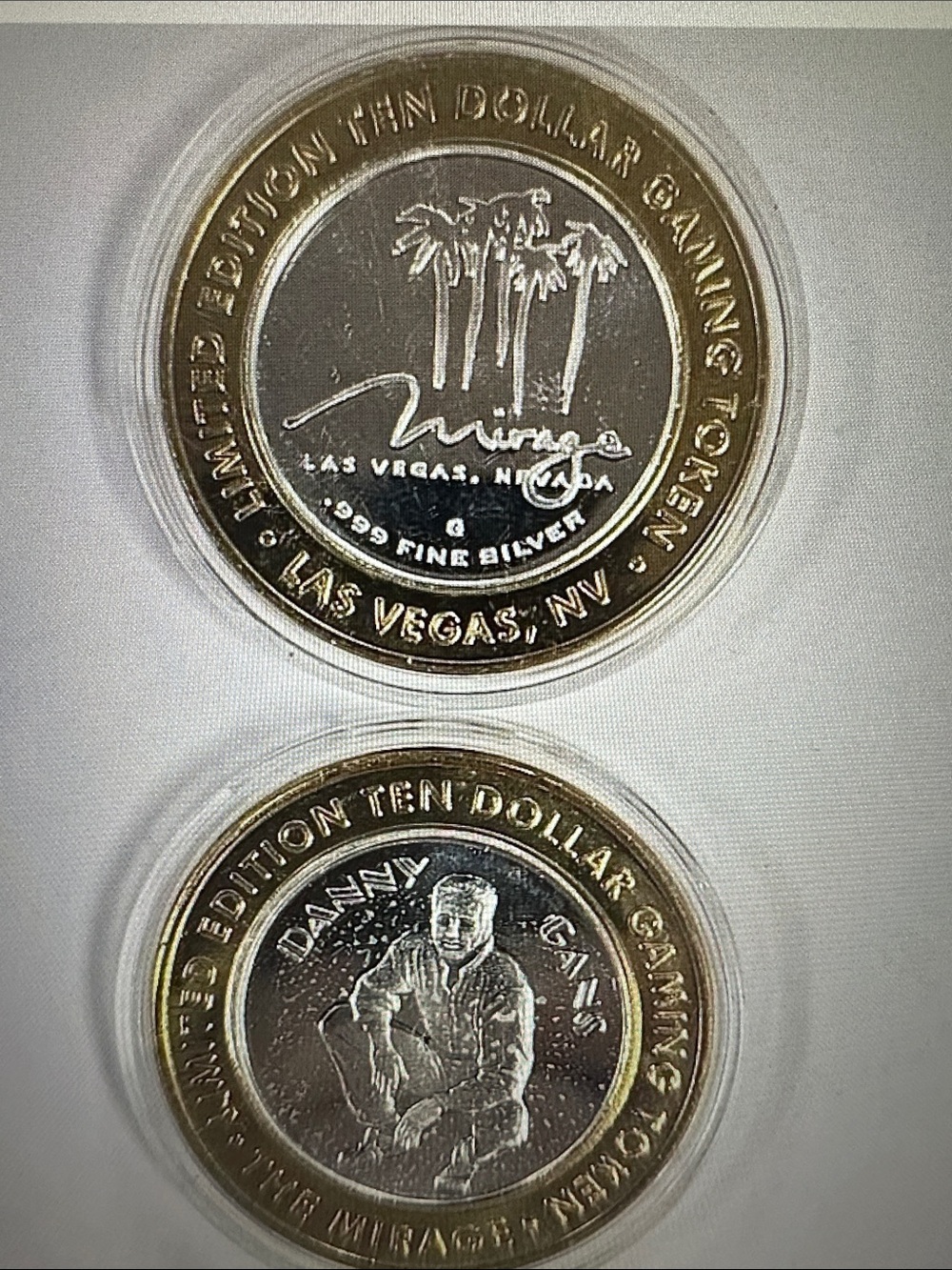 Casino $10 Commemorative Gaming Token - Silver & Gold Tone- The Mirage Danny Gan